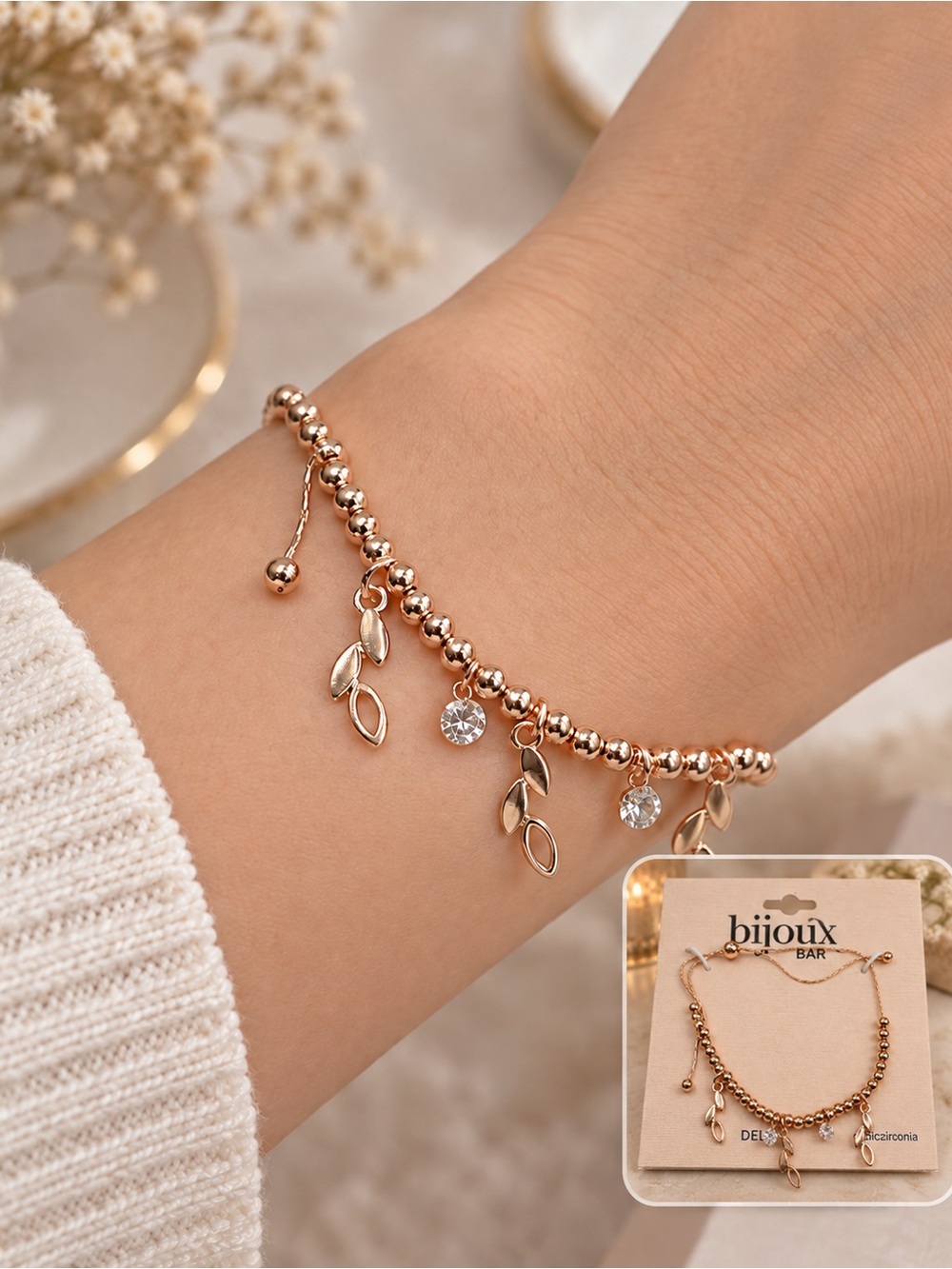 Bijoux Bar Rose Gold-Tone Charm Bracelet (LR222/2 po)